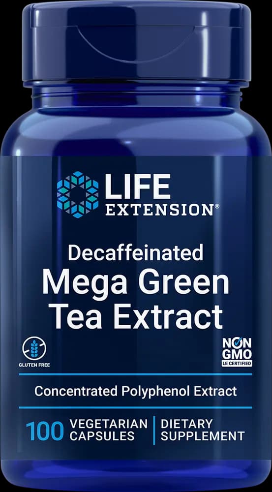 Life Extension Decaffeinated Mega Green Tea Extract, 100 vegetarian capsules [1 vegetarian capsule, Non-GMO, 725 mg]