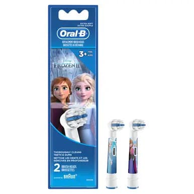 Oral-B Kids Extra Soft Replacement Brush Heads featuring Disney's Frozen II White, 2-CT [7 SMART Brushing Modes, Interactive Color Display, Artificial Intelligence + 3D]