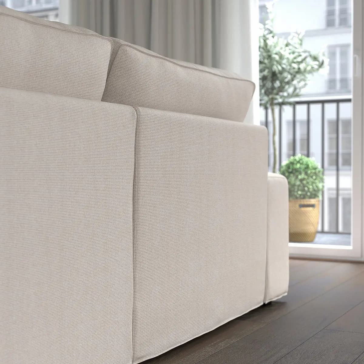 IKEA KIVIK Sectional, 4-seat with chaise, Tresund light beige [Max. width 125 1/4 ", Height 32 5/8 ", Min. depth 37 3/8 "]