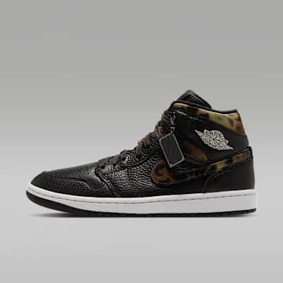 Air Jordan 1 Mid SE Women's Shoes Black/Velvet Brown/Chalk [Black/Velvet Brown/Chalk, Leather upper, Foam midsole]