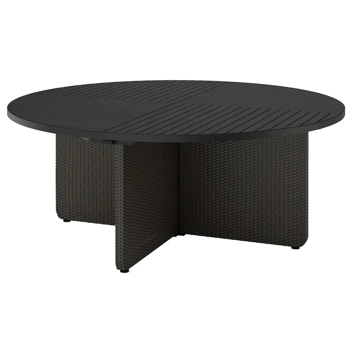 IKEA VITTSKÄR Table, plastic rattan outdoor/dark gray 73 5/8 " [Diameter 73 5/8 ", Height 29 1/8 ", Steel, Powder coating]