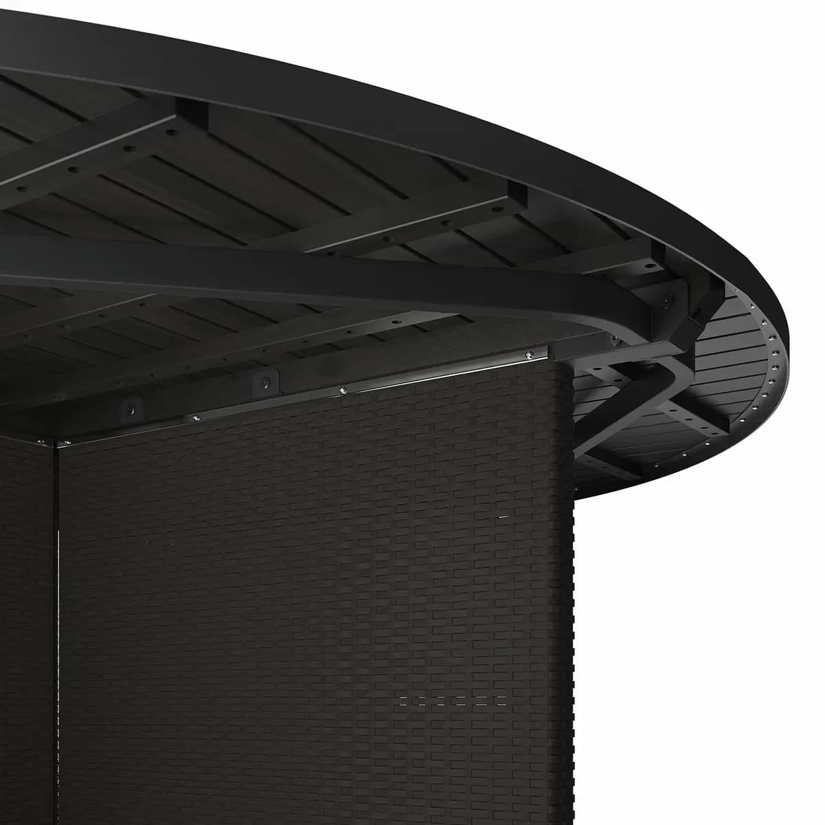 IKEA VITTSKÄR Table, plastic rattan outdoor/dark gray 73 5/8 " [Diameter 73 5/8 ", Height 29 1/8 ", Steel, Powder coating]