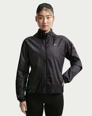 Nike Tempo Women's Repel Running Jacket Black [Black, Bungees on the hood let you tuck in tight., Whistle at the collar is easy to access.]