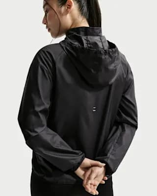 Nike Tempo Women's Repel Running Jacket Black [Black, Bungees on the hood let you tuck in tight., Whistle at the collar is easy to access.]