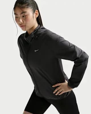 Nike Tempo Women's Repel Running Jacket Black [Black, Bungees on the hood let you tuck in tight., Whistle at the collar is easy to access.]