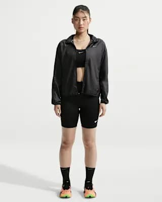 Nike Tempo Women's Repel Running Jacket Black [Black, Bungees on the hood let you tuck in tight., Whistle at the collar is easy to access.]
