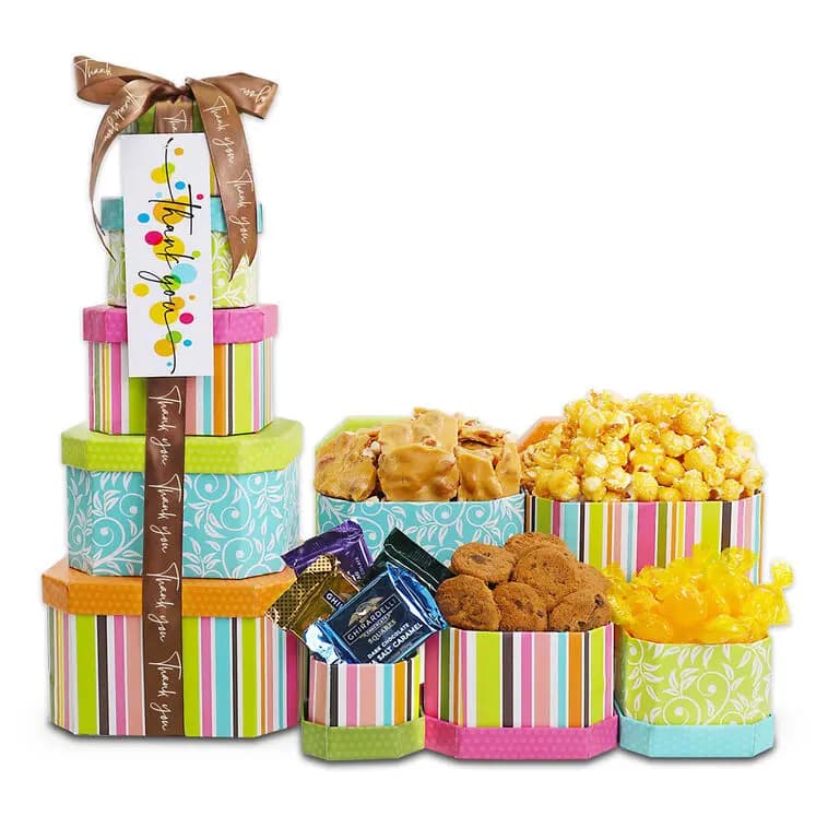 Thank You Treats Gift Tower of Treats [14.5x6x6, Paperboard, Contains: Milk, Wheat, Egg, Butter,, 734038081327]