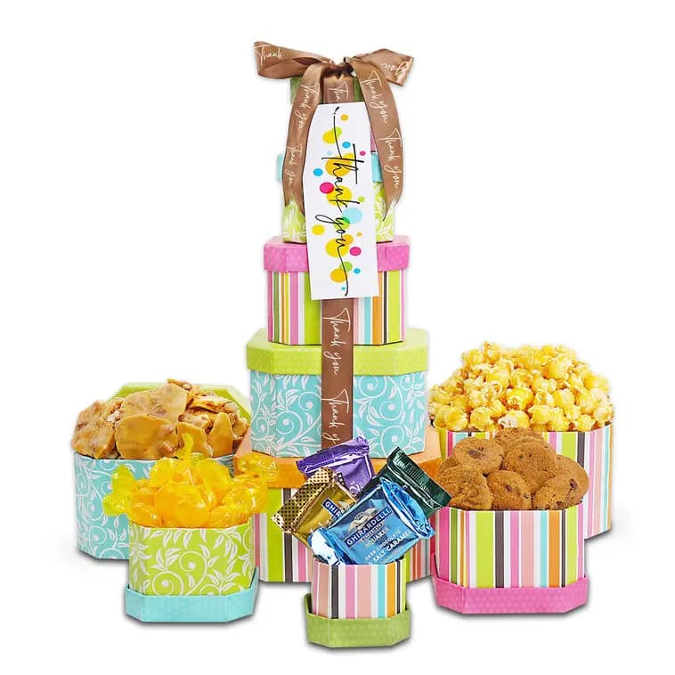 Thank You Treats Gift Tower of Treats [14.5x6x6, Paperboard, Contains: Milk, Wheat, Egg, Butter,, 734038081327]