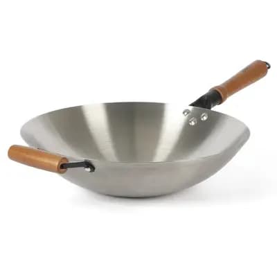 Oster Sangerfield 14-Inch Carbon Steel Wok w/ Wood Handles [14 inches, 160 ounces, Carbon Steel]