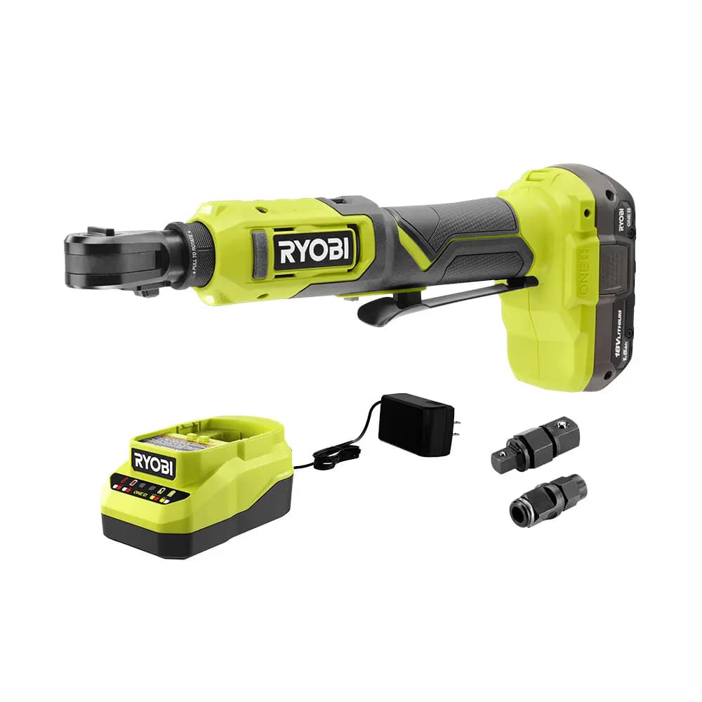 RYOBI 18V ONE+ Multi-Size Ratchet Kit [Capacity 1.5Ah, RPM 0 - 260, Anvils Reversible 1/4" and 3/8" drive]