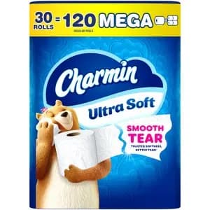 Charmin Ultra Soft Toilet Paper - 30 Mega Rolls [Health Facts Dye-Free, No Fragrance Added, Non-Toxic, Sheets Per Roll 208, Industry or Government Certifications Sustainable Forest