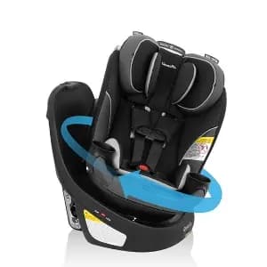 Evenflo Revolve 360 Slim 2-in-1 Rotational Convertible Car Seat - Canton Black [Dimensions (Overall) 24.3 Inches (H) x 16.75 Inches (W) x 21, Weight 33.6 Pounds, Suggested Age 0-6 
