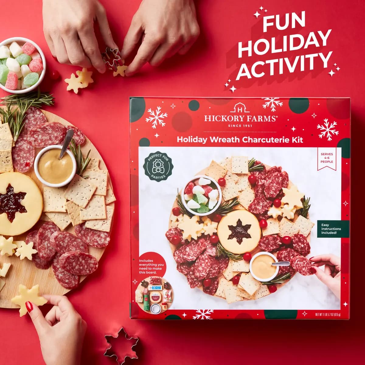 Holiday Wreath Charcuterie Board Kit [5 oz, 4 oz, 2 oz]