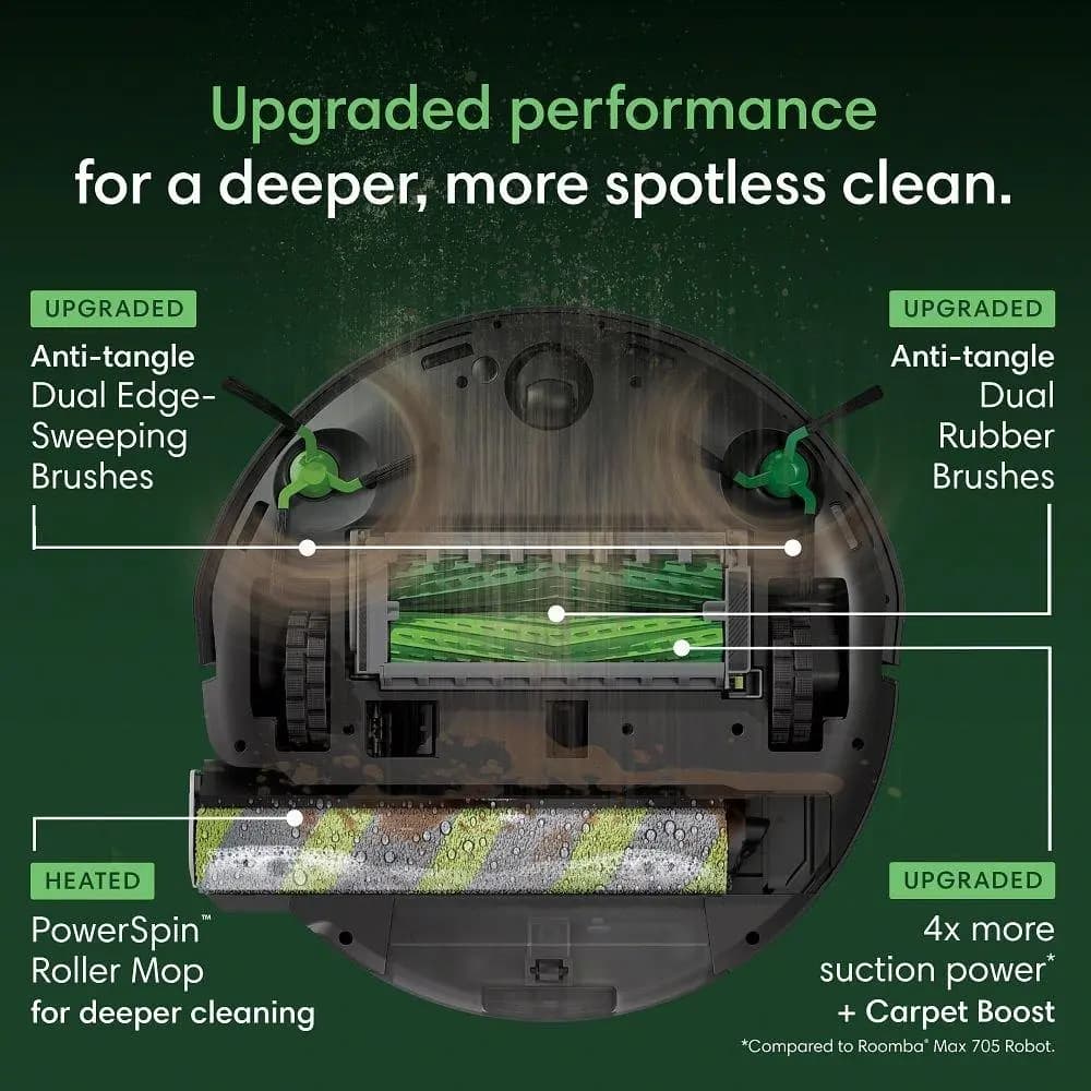 iRobot Roomba Max 775 Combo Robot + AutoWash Dock Black [14.7 (L) x 14.4 (W) x 4.1 (H), 12.787, 6000 mAH, LFP]