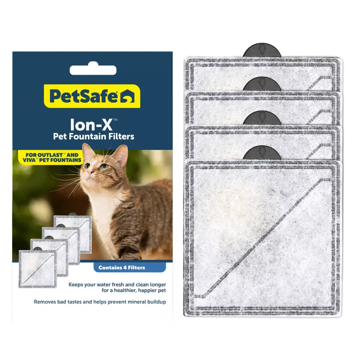 PetSafe® Ion-X Pet Fountain Filters - 4-Pack - Dual Filtration for Cleaner and Fresher Water [Intended Pet(s) Dog, Cat, Material(s) Carbon, Color Black, White, Product Dimensions 6