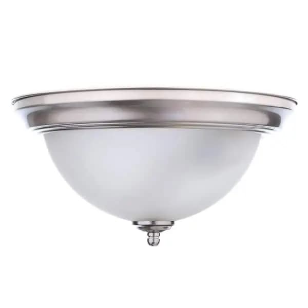 Commercial Electric 13 in. 2-Light Brushed Nickel Flush Mount with Frosted Glass Shade (2-Pack), EFG8012A-BN [Design Style: Round, Dimmable Capability: Dimmable, Features: No Addit