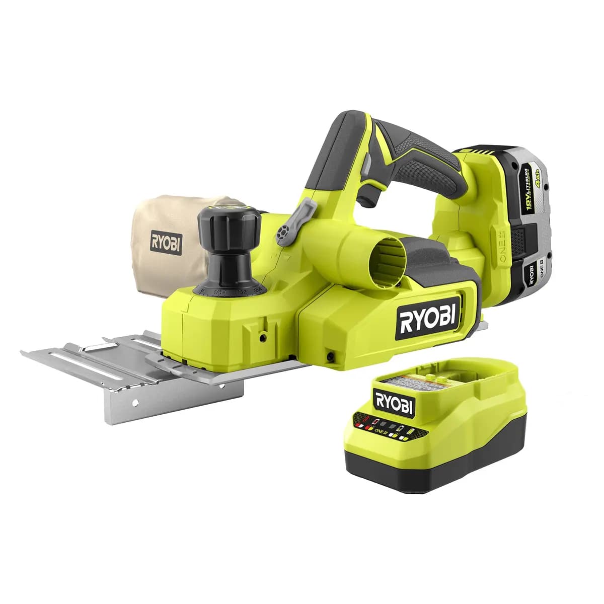 RYOBI 18V ONE+ 3-1/4" Hand Planer Kit [RPM Up to 14,000, Depth of Cut 5/64", Blade Width 3-1/4"]
