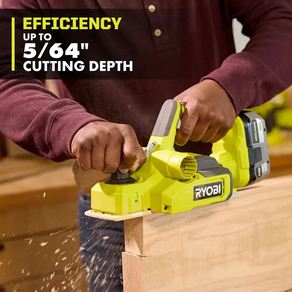 RYOBI 18V ONE+ 3-1/4" Hand Planer Kit [RPM Up to 14,000, Depth of Cut 5/64", Blade Width 3-1/4"]