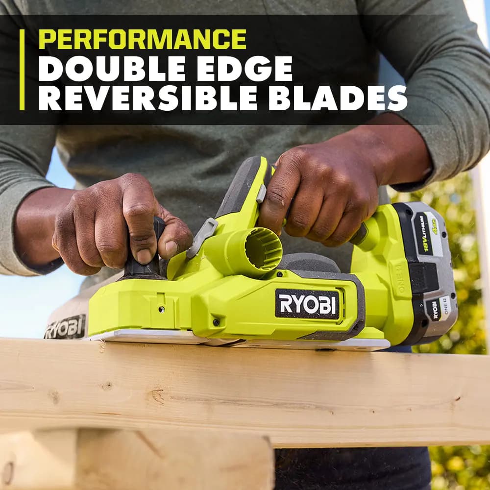 RYOBI 18V ONE+ 3-1/4" Hand Planer Kit [RPM Up to 14,000, Depth of Cut 5/64", Blade Width 3-1/4"]