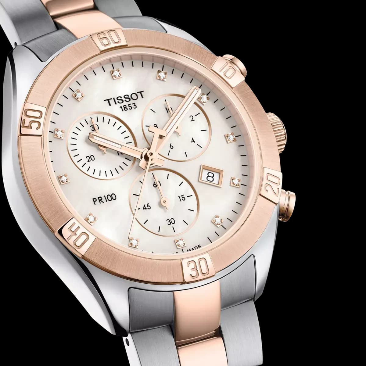 Tissot PR 100 Sport Chic 38mm White mother-of-pearl [38.00 mm, Quartz chronograph PowerDrive, 100 m]