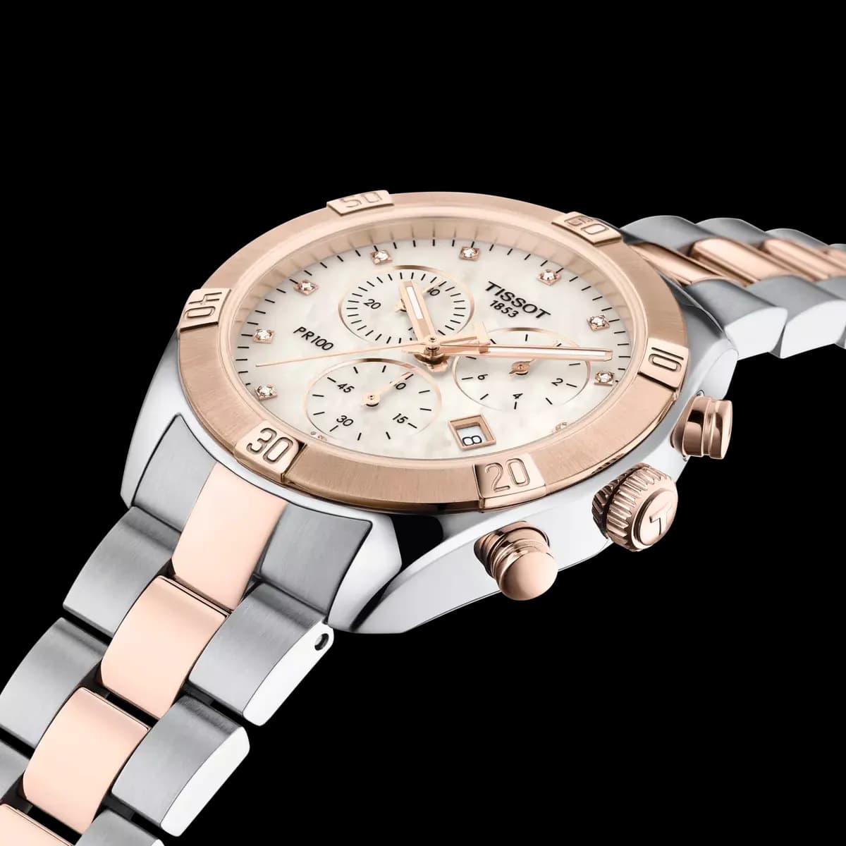 Tissot PR 100 Sport Chic 38mm White mother-of-pearl [38.00 mm, Quartz chronograph PowerDrive, 100 m]