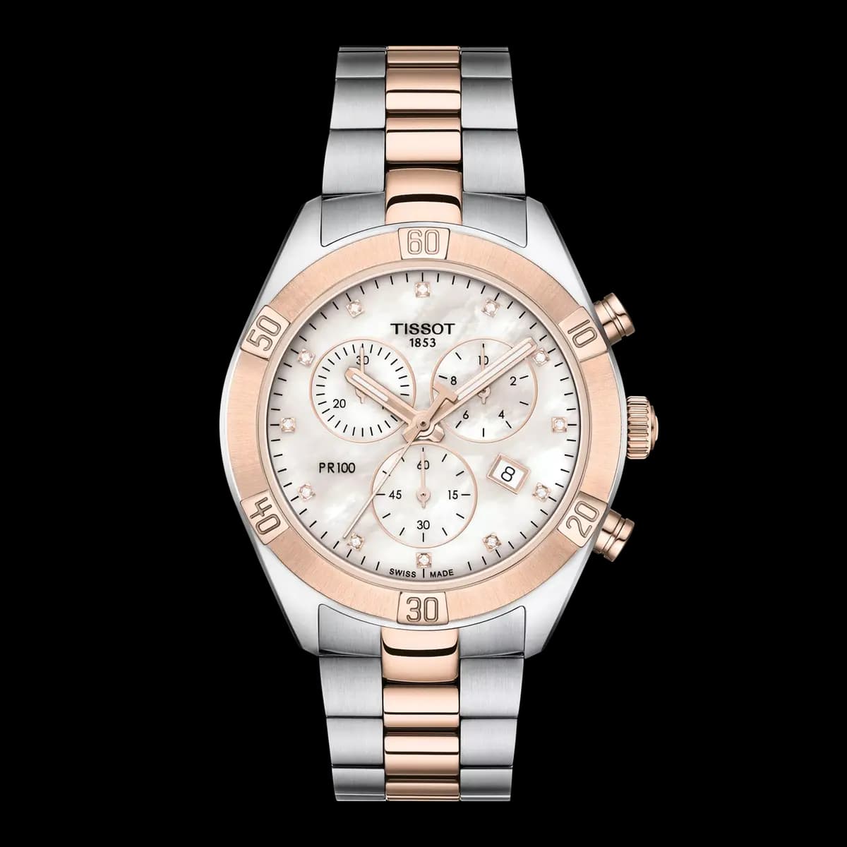 Tissot PR 100 Sport Chic 38mm White mother-of-pearl [38.00 mm, Quartz chronograph PowerDrive, 100 m]