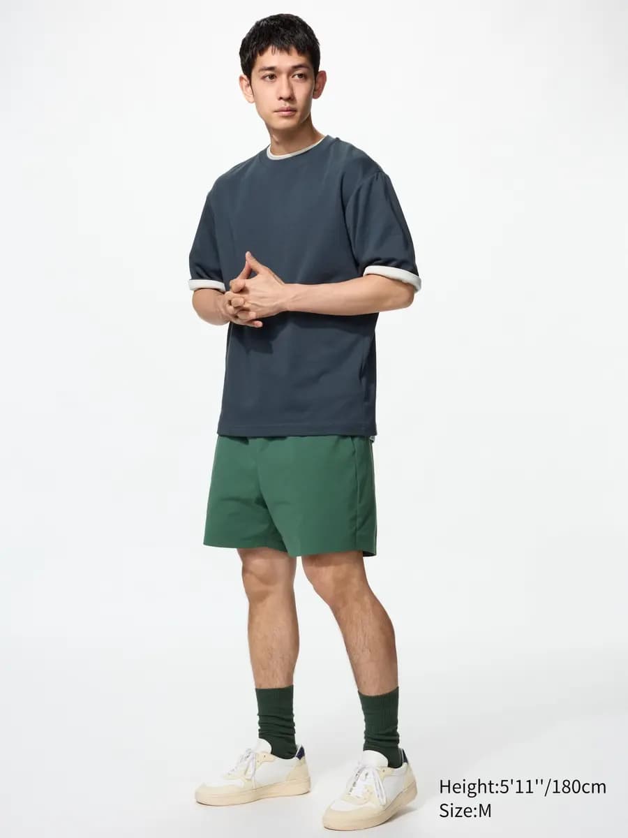 Uniqlo Ultra Stretch Active Shorts | 5" Green [Imported, With quick-drying "DRY-EX" technology., Made with ultra-fine yarn for a smooth touch.]
