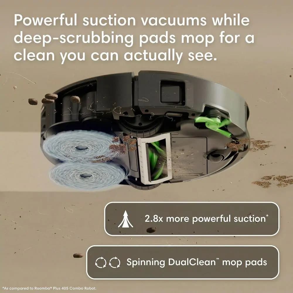 iRobot Roomba Plus 415 Combo robot + AutoWash dock Black [11.73 (L) x 11.93 (W) x 3.29 (H), 6.44, 5200mAh NCM]