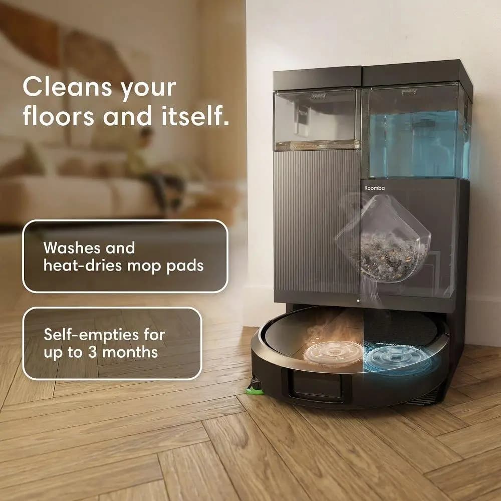 iRobot Roomba Plus 415 Combo robot + AutoWash dock Black [11.73 (L) x 11.93 (W) x 3.29 (H), 6.44, 5200mAh NCM]