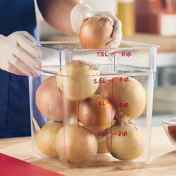 Cambro 8 Qt. Food Storage Container (Polycarbonate) [Length 8 3/8 Inches, Width 8 11/16 Inches, Height 9 1/8 Inches, Capacity 8 qt.]