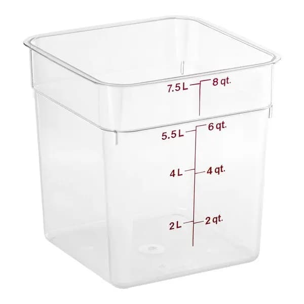 Cambro 8 Qt. Food Storage Container (Polycarbonate) [Length 8 3/8 Inches, Width 8 11/16 Inches, Height 9 1/8 Inches, Capacity 8 qt.]
