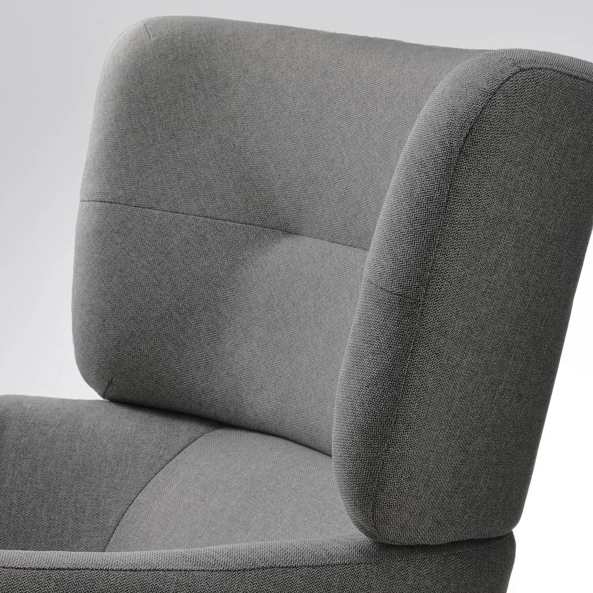 IKEA OSKARSHAMN Wing chair with ottoman, Tibbleby beige/gray [100% polyester (min. 90% recycled)]