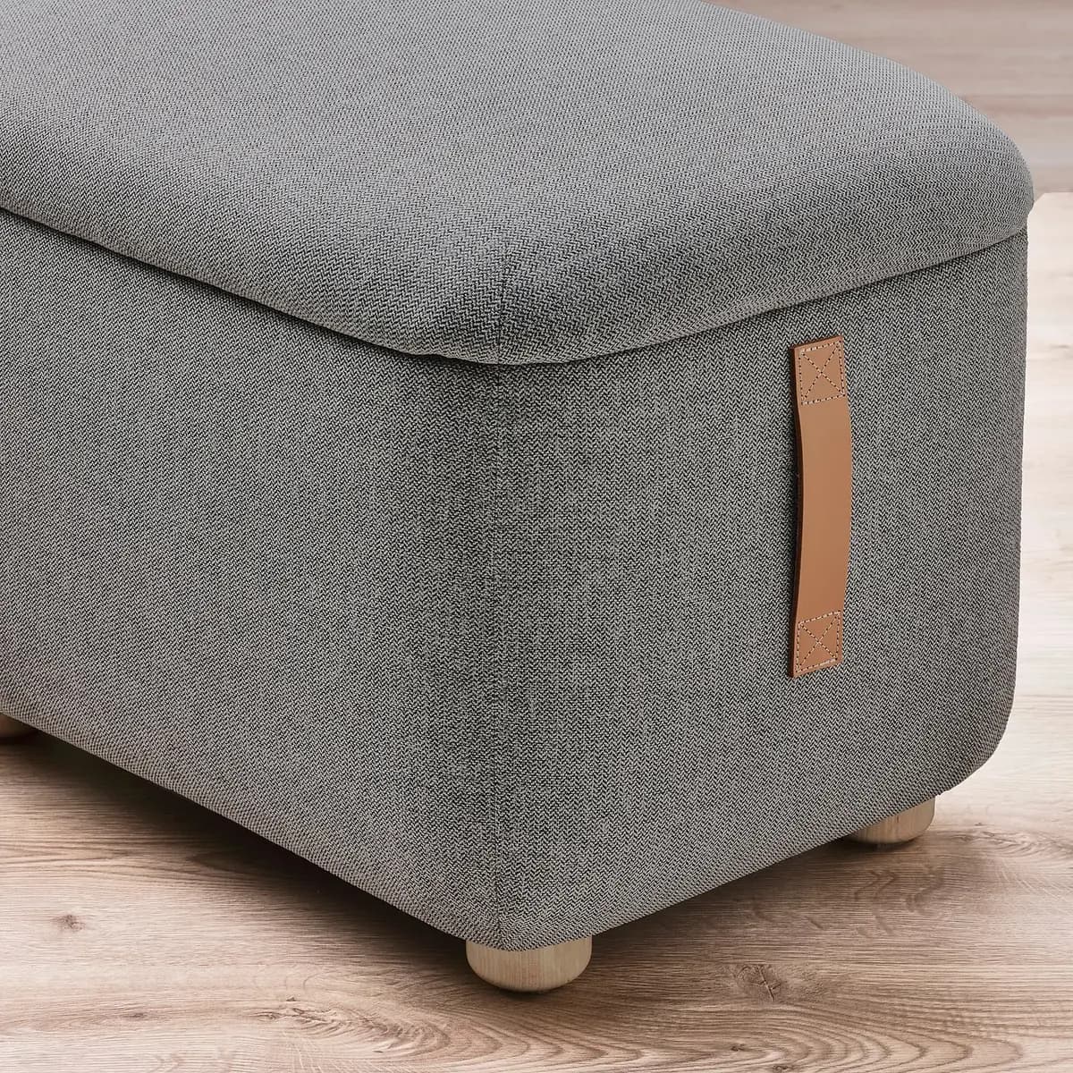 IKEA OSKARSHAMN Wing chair with ottoman, Tibbleby beige/gray [100% polyester (min. 90% recycled)]