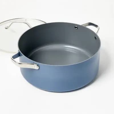 Figmint 8qt Nonstick Ceramic Coated Aluminum Wide Stock Pot Blue - Figmintâ„¢ [8 Quart, Aluminum, 12 Inches]