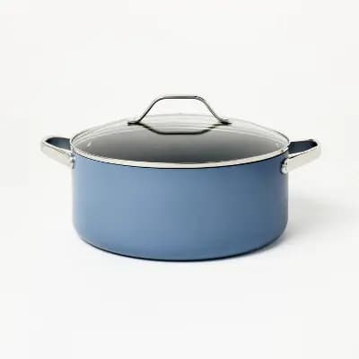 Figmint 8qt Nonstick Ceramic Coated Aluminum Wide Stock Pot Blue - Figmintâ„¢ [8 Quart, Aluminum, 12 Inches]