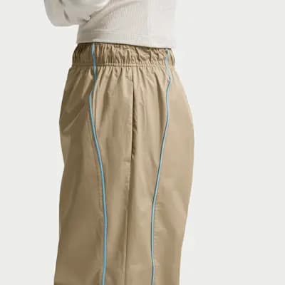 Nike Sportswear Women's Loose High-Rise Track Pants Parachute Beige/Baltic Blue/White [Parachute Beige/Baltic Blue/White, Embroidered Swoosh logo, Hand pockets]