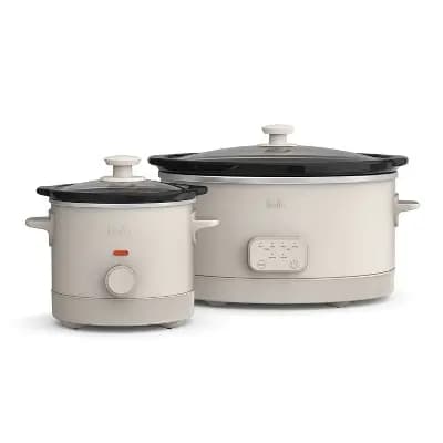 bella Housewares Savor 6qt Programmable Slow Cooker with 2qt Manual Slow Cooker Oatmilk [15.65 Pounds, 8 Quart, Programmable]