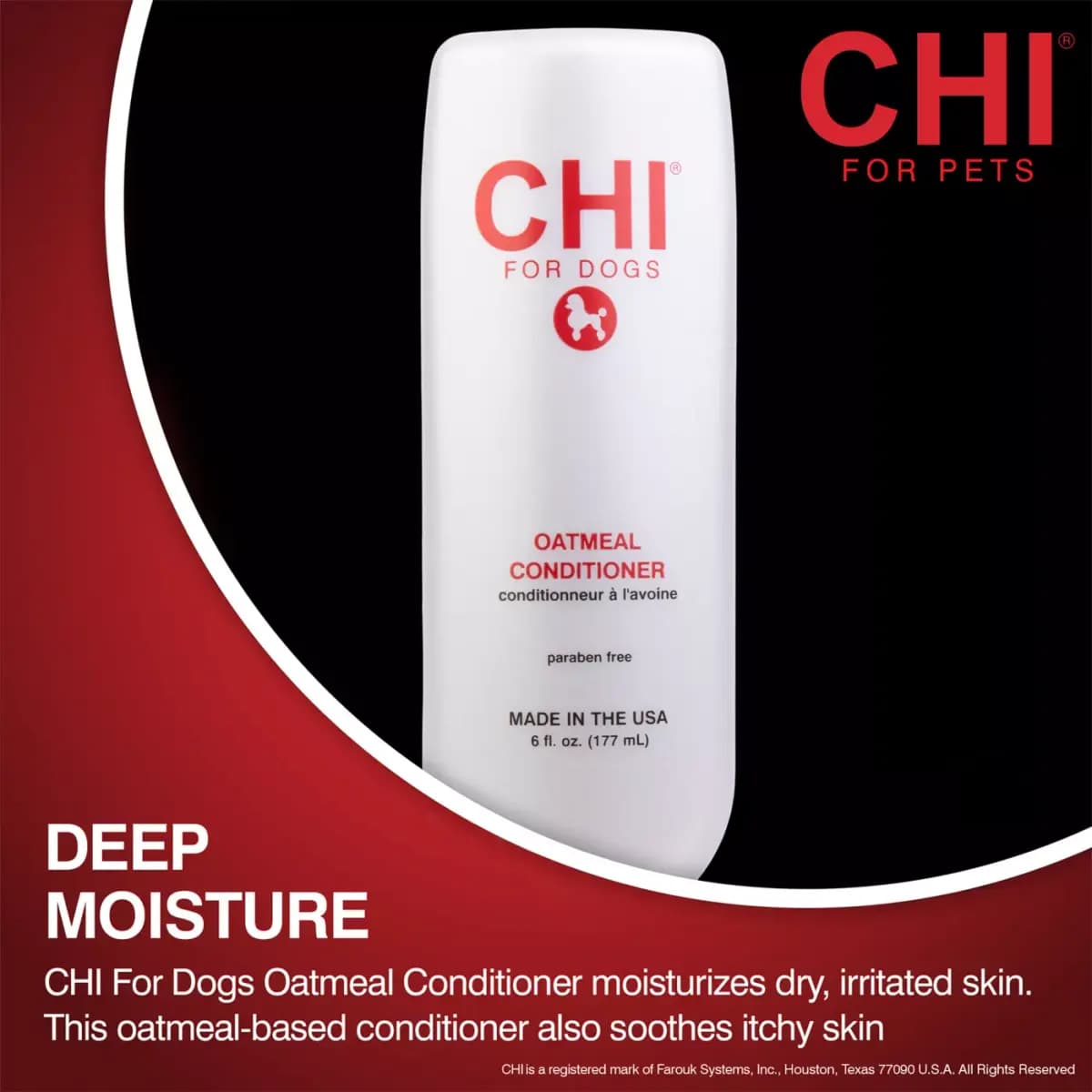 CHI® Oatmeal Dog Conditioner for Dry Skin - 6 oz [Intended For All dogs, Includes 6 Fl oz bottle of dog conditioner, Health Consideration Skin & Coat, Use Indoor and Outdoor use]