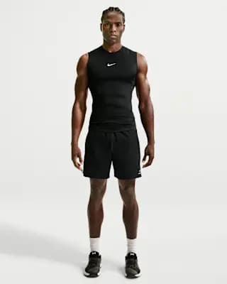 Nike Pro Men's Dri-FIT Tight Sleeveless Fitness Top Black/White [90% polyester/ 10% spandex, Machine wash, XXS-4XL Tall]