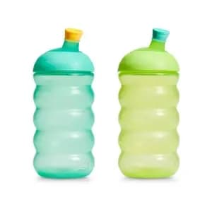Munchkin 10oz Plastic Click Lock Bite Proof Sippy Cups with Soft Spout, 9m+ - Blue/Green 2pk [Dimensions (Overall) 1 Inches (H) x 1 Inches (W), Lid Material Silicone, Capacity (Vol