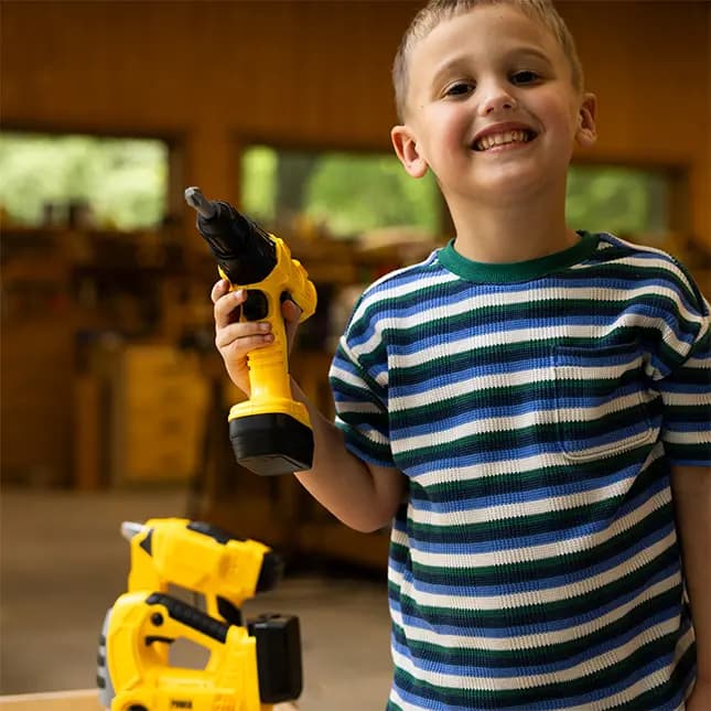 Fat Brain Toys 3-in-1 Power Tool Set Pretend Play Toys for Kids Ages 3 and Up [Set of 3 pretend power tools, Encourages fine motor skills, imaginative play, role play, creativity, 