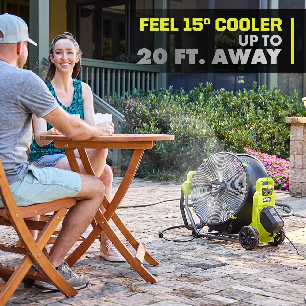 RYOBI 40V HP Brushless Hybrid 18" Misting Air Cannon [Power Source Cordless, Blade Diameter 18", CFM 5,000]