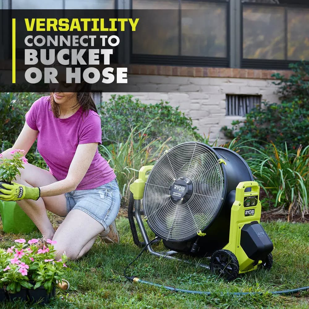 RYOBI 40V HP Brushless Hybrid 18" Misting Air Cannon [Power Source Cordless, Blade Diameter 18", CFM 5,000]
