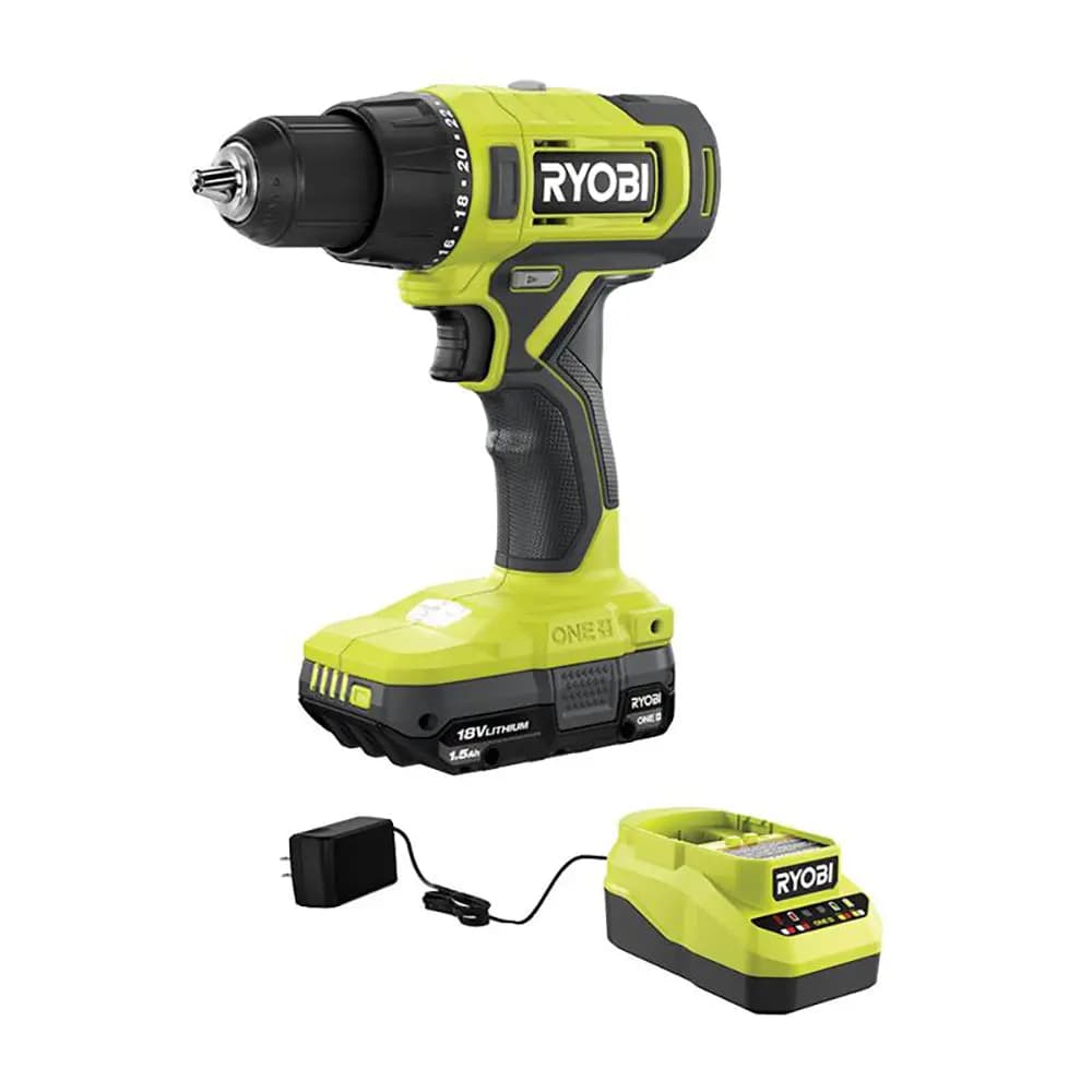 RYOBI 18V ONE+ 1/2" Drill/Driver Kit [Fuel Gauge Integrated LEDs, Capacity 1.5Ah, Chuck 1/2"]