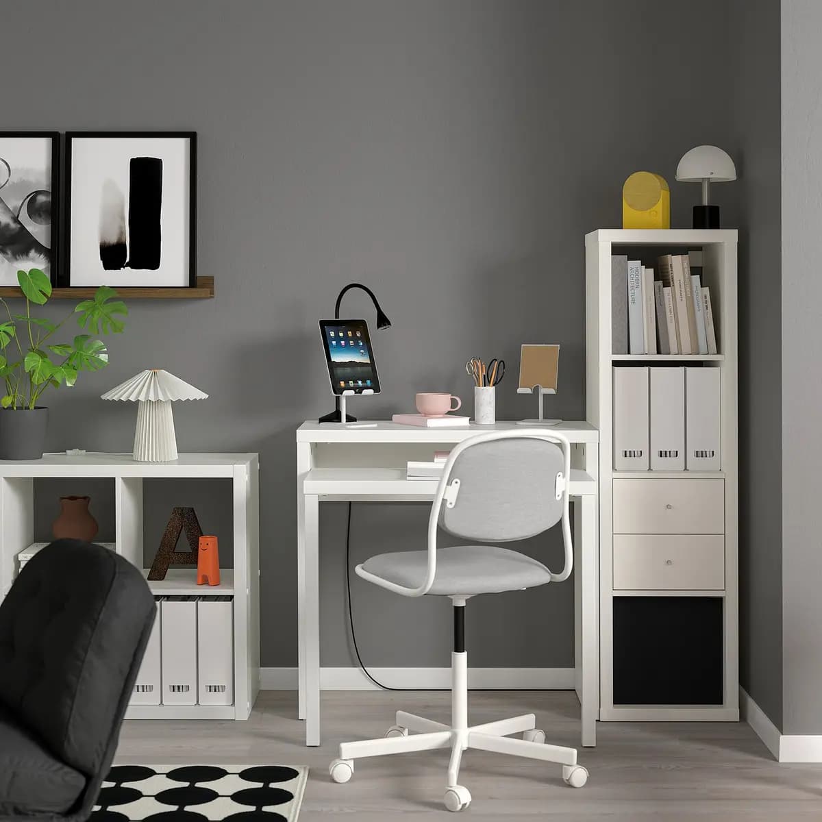 IKEA LÄNGDHOPP Pull-out desk, white [Width 35 3/8 ", Max load/shelf 110 lb, Maximum load/drawer 44 lb]