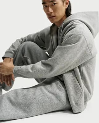 Nike Solo Fleece Men's Bungee Pants Dark Grey Heather/Sail [Body: 82% cotton/18% polyester. Pockets: 100% cotton., Machine wash, XS-4XL Tall]
