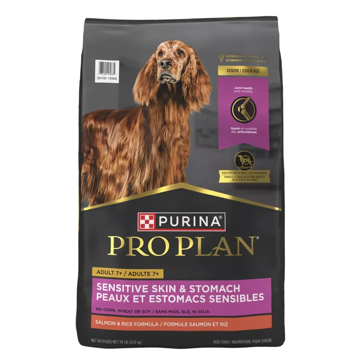 Pro Plan Sensitive Skin & Stomach Formula Purina Pro Plan Sensitive Skin and Stomach Dry Dog Food Senior Adult 7+ Salmon and Rice Formula [Item Number 5308566, Brand Pro Plan Sensi