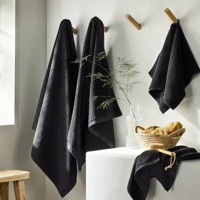 Casaluna 2pk Organic Hand Towel Black - Casalunaâ„¢ [100% Organic Cotton, Heavyweight (550-800 GSM), Hohenstein HTTI]