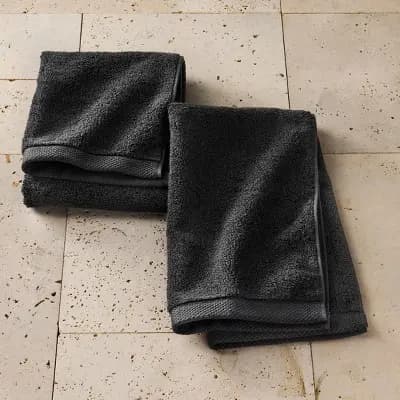 Casaluna 2pk Organic Hand Towel Black - Casalunaâ„¢ [100% Organic Cotton, Heavyweight (550-800 GSM), Hohenstein HTTI]