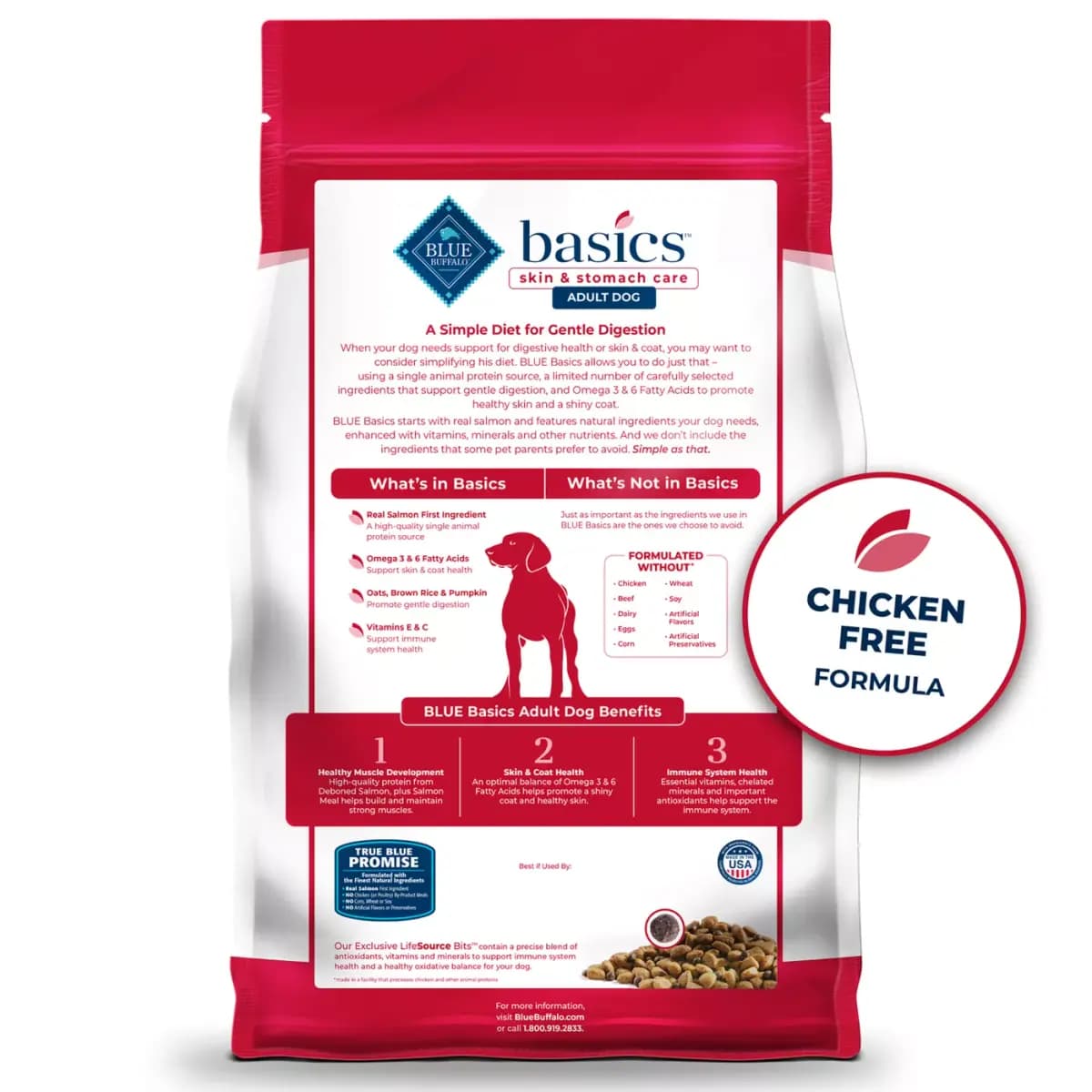 Blue Buffalo Basics Skin & Stomach Care, Salmon & Potato Dry Dog Food, Grain Free & Chicken Free [Species Dog, Brand Blue Buffalo, Food Type Kibble, Breed Size All]